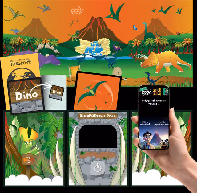 PODS Play PODSgo Adventure Jacket Set Blackout - Green Walking With Dinosaurs Sensory Animal Design