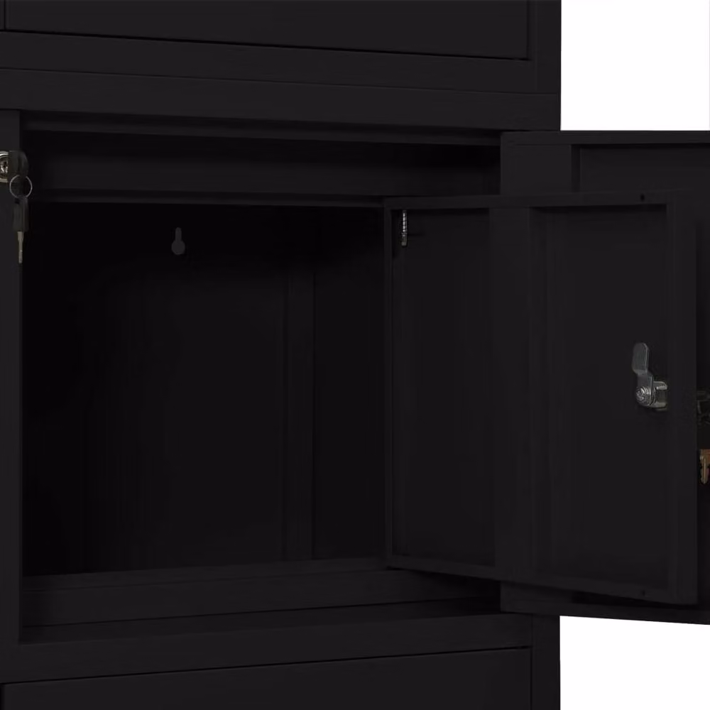 Berkfield Modern Home Office Steel Cabinet in Black with Hinged Doors and Internal Drawers, W/D/H: 90 x 40 x 180 cm – 2