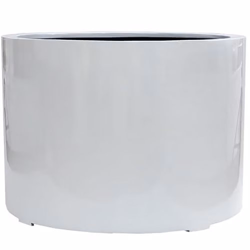 Primrose White Stone Composite Low Cylinder Planter Tub, Width: 100 cm