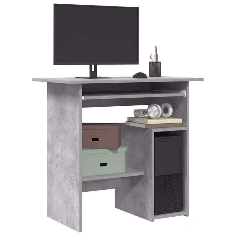 Berkfield Home Modern Writing Desk in Grey, W/D/H: 80 x 45 x 74 cm