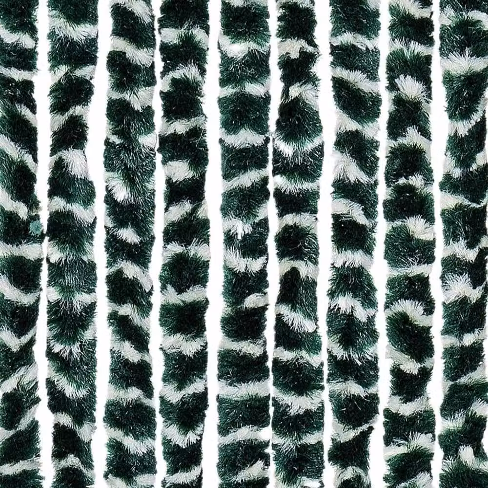 Berkfield Home Chenille Fly Curtain in Green and White, W/H: 118 x 220 cm – 4