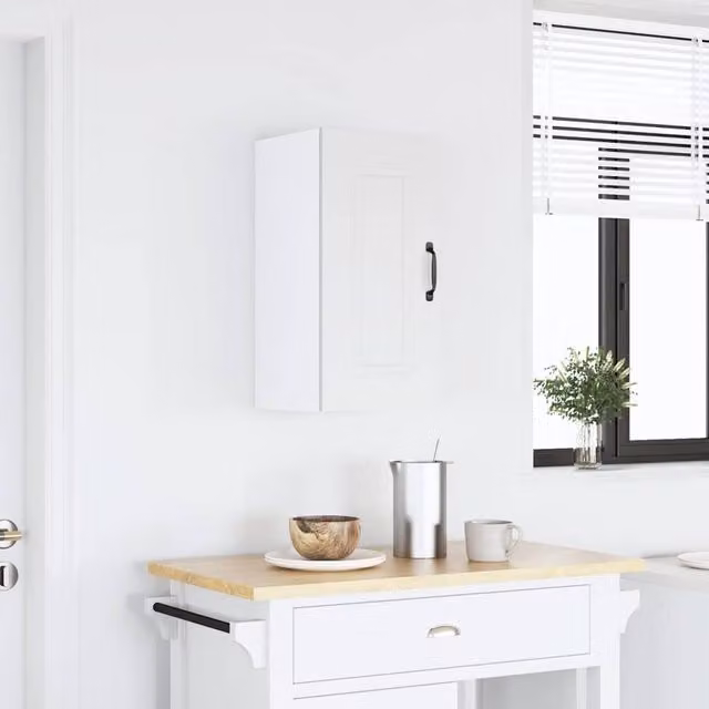 Berkfield Home Kalmar White Matt MDF Wall Mounted Kitchen Cabinet with Hinged Doors