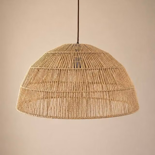 CGC Lighting Thalia Natural Woven Hemp String Dome Lampshade, Beige, Diameter: 50 cm – 1