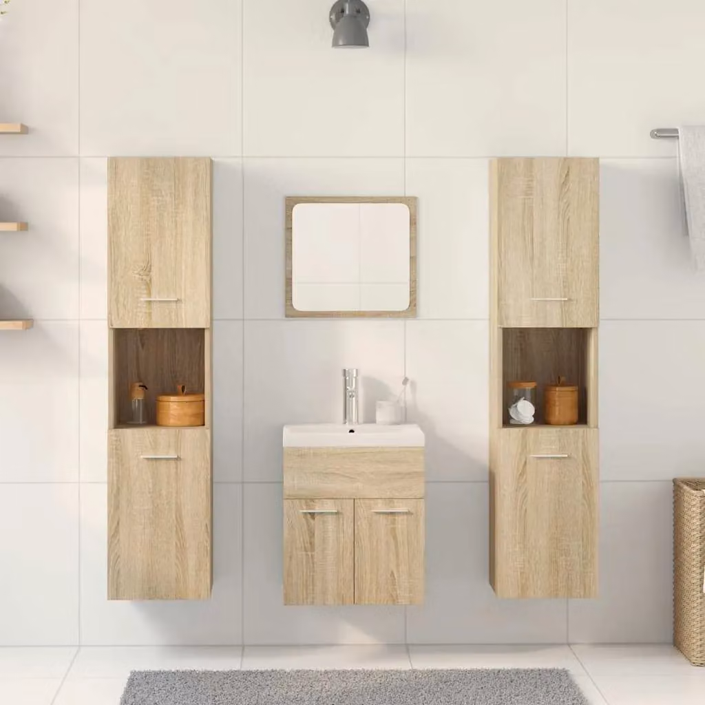 Berkfield Home 5 Piece Modern Bathroom Furniture Set in Sonoma Oak Brown – 2