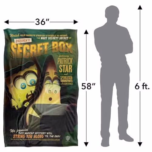 LOGOVISION Spongebob Secret Box Super Soft Silky Fleece Blanket, Multicolour, W/D/H: 91.44 x 91.44 x 147.32 cm – 2