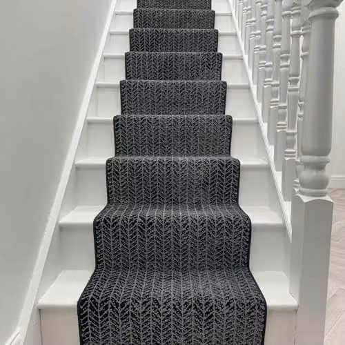 runrug Empire Stair Runner Carpet, Black, W: 60 cm, L: 540 cm – 1