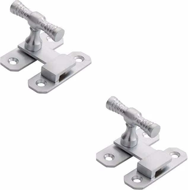 Loops 2x Window T Handle Fastener Cabinet Door Lock in Satin Chrome, 57 x 19 mm