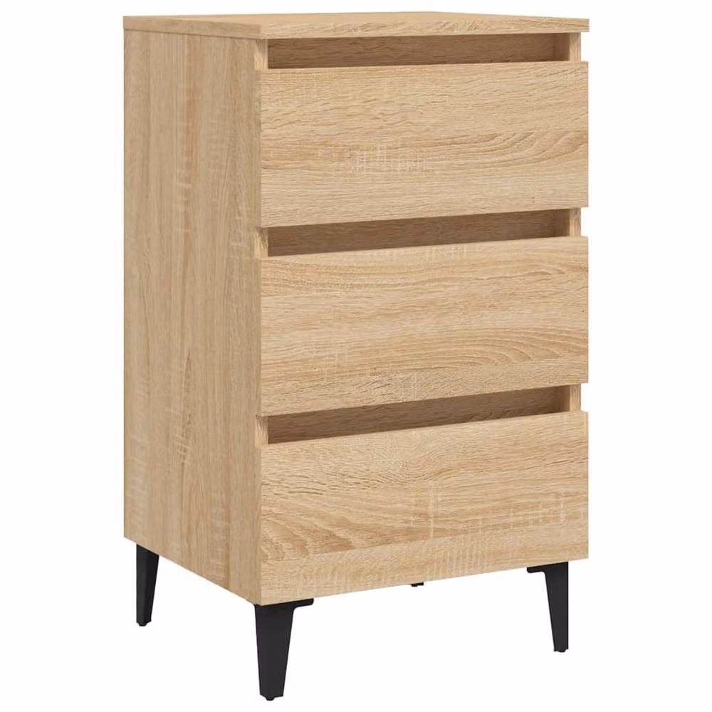Berkfield Home Sturdy Bed Cabinet in Sonoma Oak and Light Brown with Metal Legs, W: 40 cm, D: 35 cm, H: 69 cm – 2