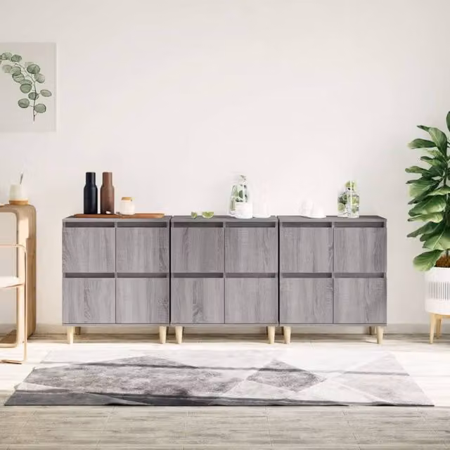 Berkfield Home Set of 3 Grey Sonoma Sideboards in Engineered Wood W/D/H: 60 x 35 x 70 cm – 1