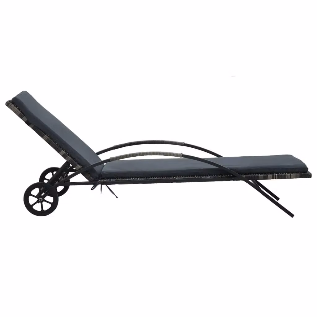 Berkfield Home Poly Rattan Sun Loungers with Table in Anthracite and Black – 2