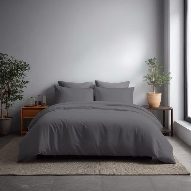 Home Sweet Home UK Grey Microfibre Double Duvet Cover and Pillowcase Set, W/D/H: 140 x 200 cm and 48 x 74 cm – 1