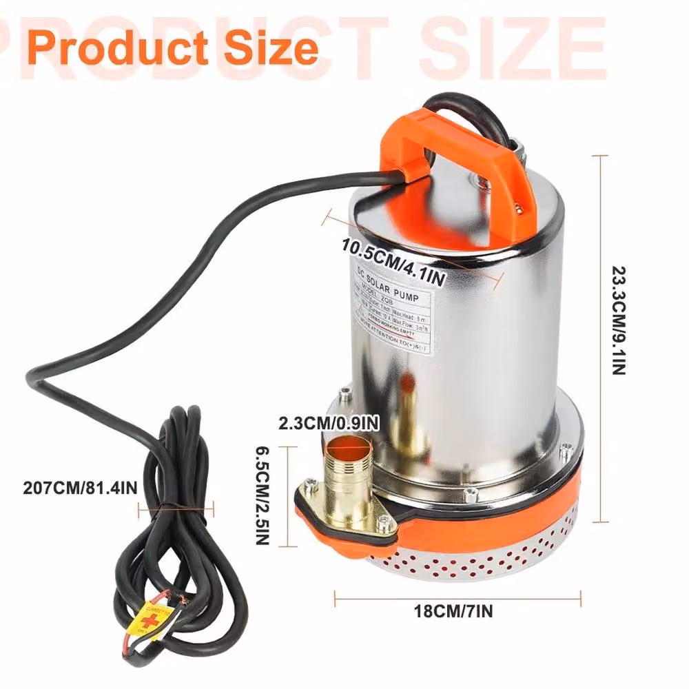 FLAVORA 12V DC Heavy Duty Submersible Pump, 180W, Orange – 2