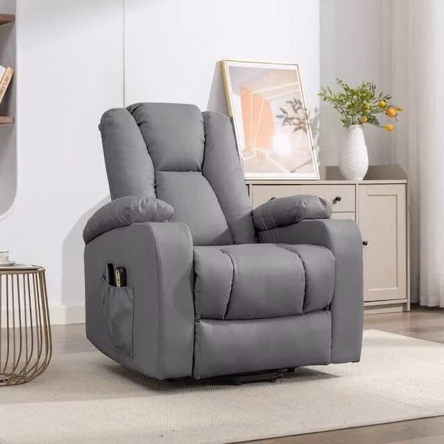 Artemis Home Hartville Electric Lift Assist Riser Recliner with Massage and Heat in Grey