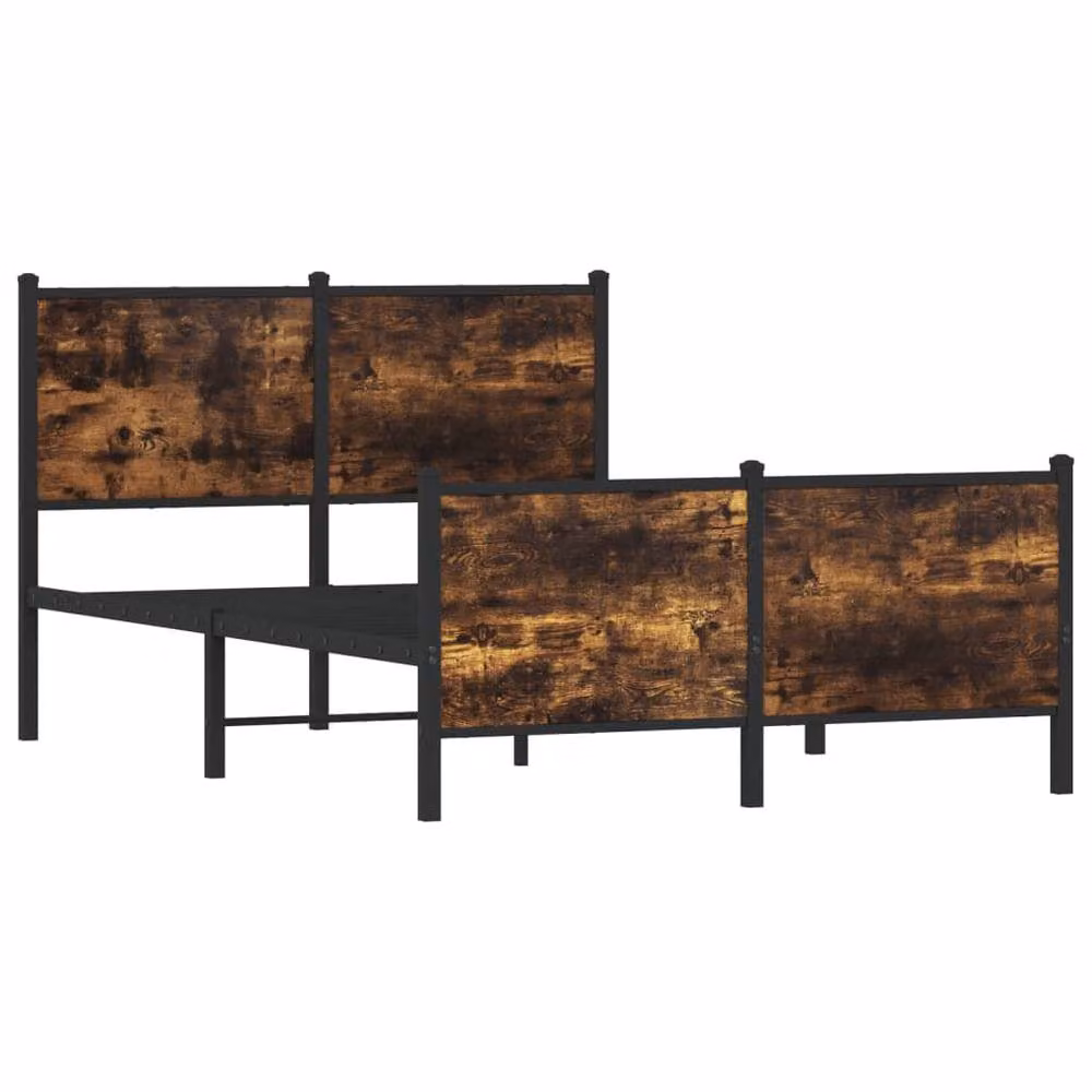Berkfield Home Metal Bed Frame in Smoked Oak Brown, W/D/H: 120 x 200 cm – 3