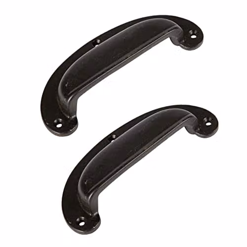Hammer and Tongs Wide Lipped Cabinet Drawer Handles, Pack of 2, Black and Gold Matt Iron – 1