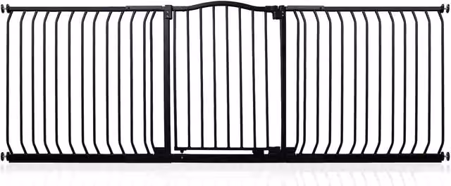 Safetots Curved Top Safety Gate in Matt Black, Extendable and No-Drill Swing Door for Doors and Stairs, Width: 197 cm - 206 cm