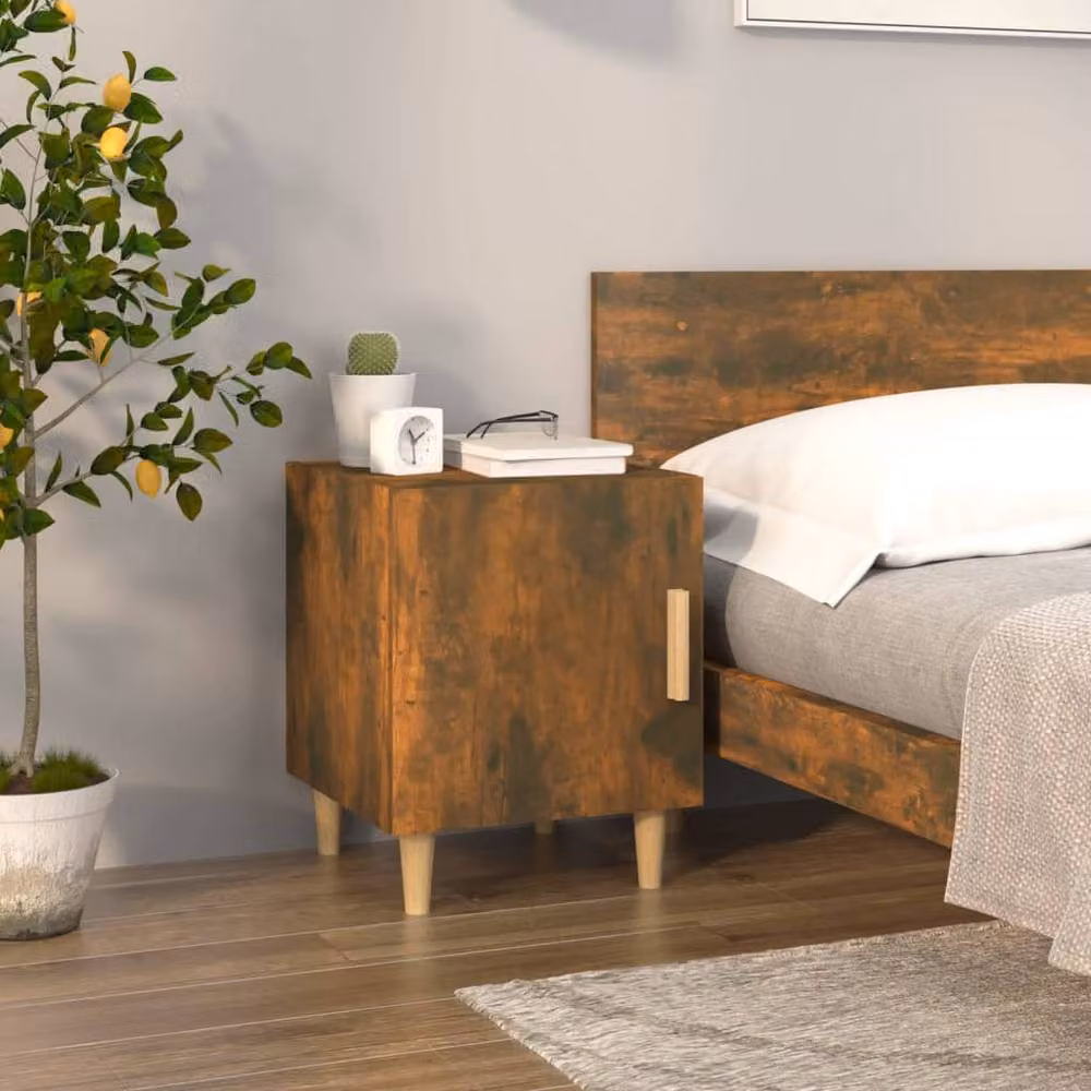 Berkfield Home Elegant Bedside Cabinets, Set of 2, Smoked Oak Brown, W/D/H: 40 x 40 x 50 cm – 5