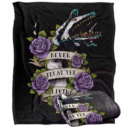 LOGOVISION Beetlejuice Never Trust The Living Tattoo Sandworm Super Soft Fleece Throw Blanket, Multicolour, W: 152 cm, D: 127 cm