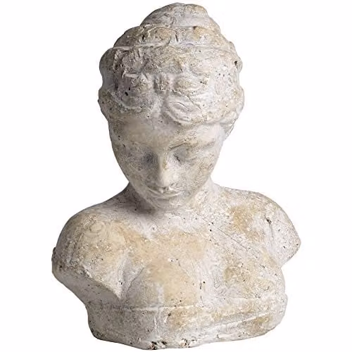 Hill Interiors Love Lace Woman's Head Icon in Cream, Beige and White Stone Tabletop Ornament, H 29.0 cm x W 26.0 cm x D 26.0 cm