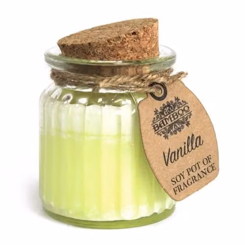 Soy Pot Of Fragrance Vanilla Scented Glass Jar Candle with Bamboo Lid – 1