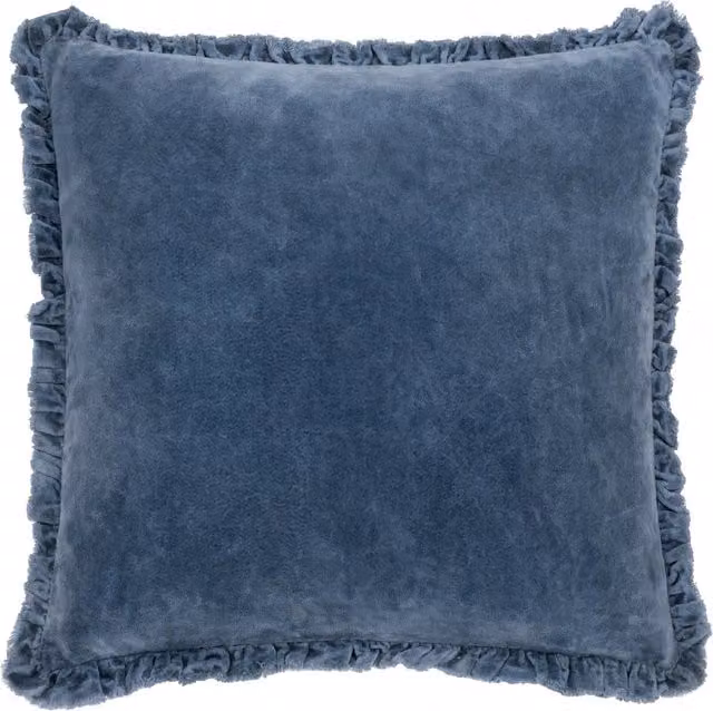 Make it a Home Bertie Washed Cotton Velvet Cushion in Ink Blue with Feather Filling