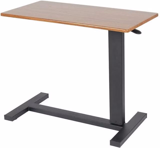 KORVIXA Height Adjustable Rolling Mobile Over Bed Laptop Trolley Desk in Brown, W/D/H: 66.0 x 80.0 x 89.5 cm – 1