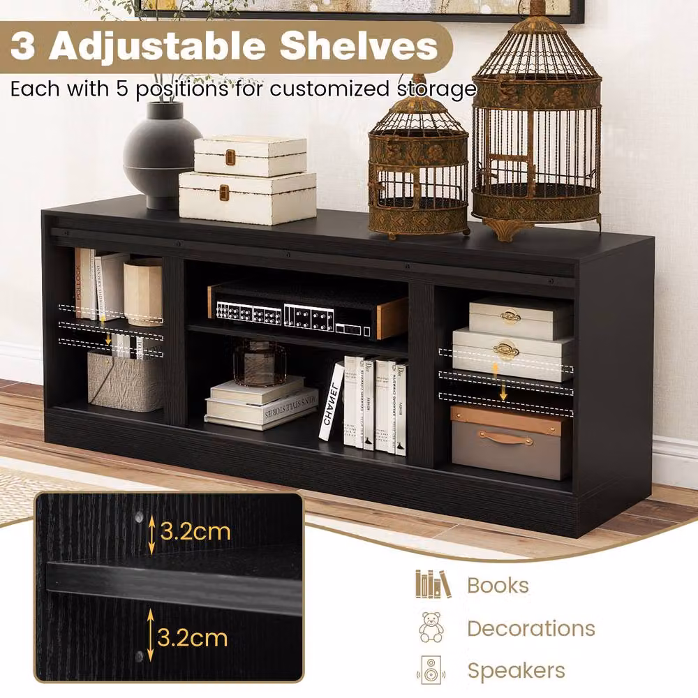 Costway Black Wooden TV Stand Cabinet and Media Entertainment Centre for up to 70 Inch TVs – 4