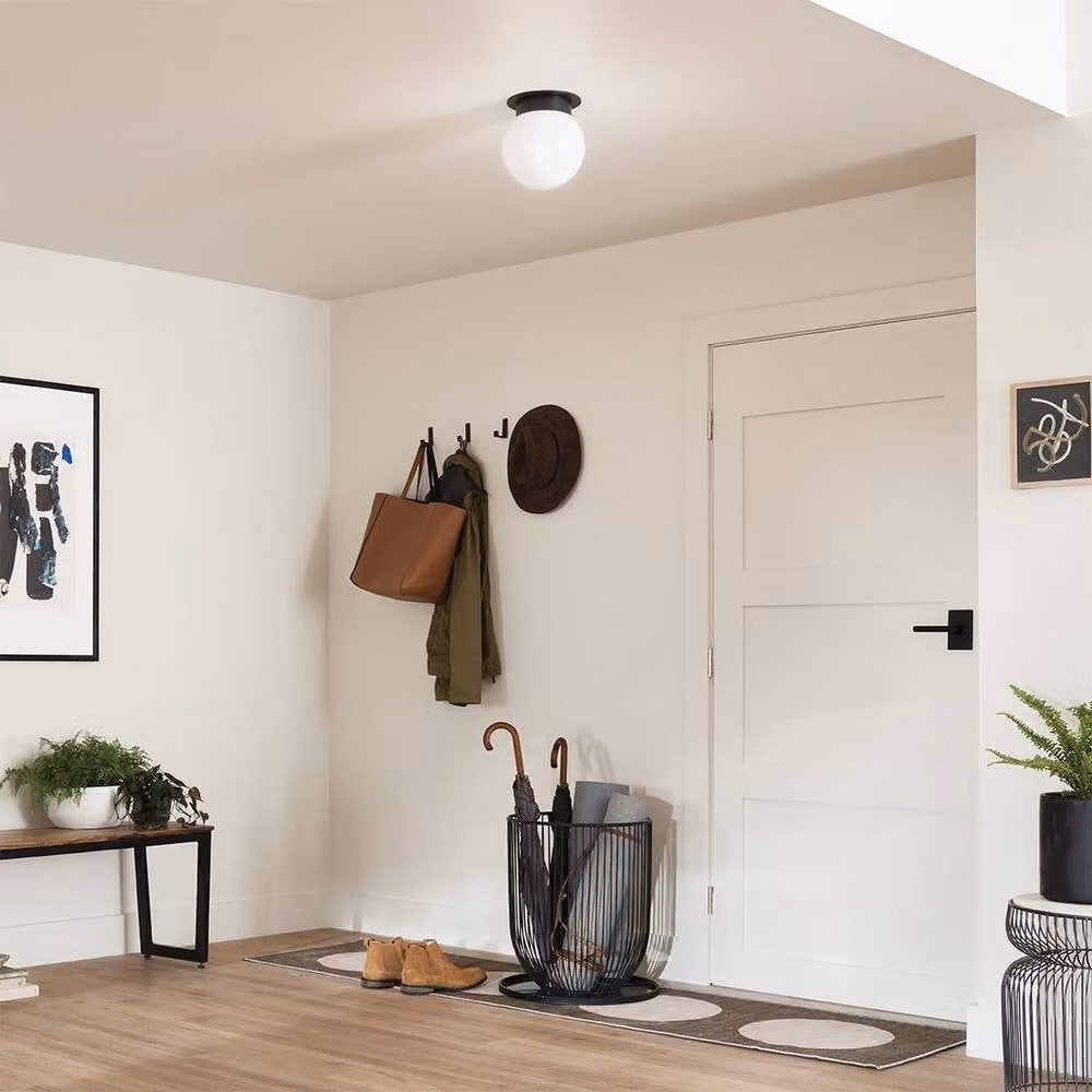 Kichler Albers Globe Ceiling Light in Black with Glass and Metal Sphere Design, E27 – 2