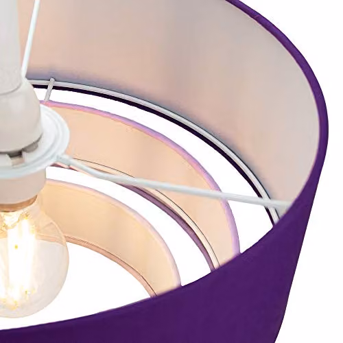 Happy Homewares Contemporary Round Triple Tier Cotton Fabric Pendant Light Shade in Purple and Lilac, Diameter: 30 cm – 3