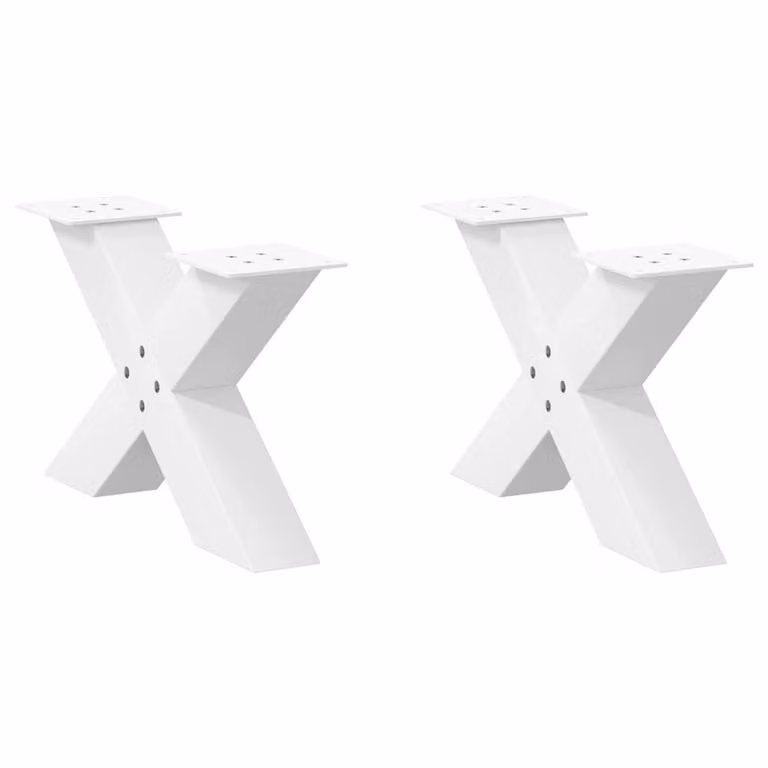 Berkfield Home X-Shaped Steel Coffee Table Legs, 2 Pieces, White, H: 60 cm, W: 30-31 cm