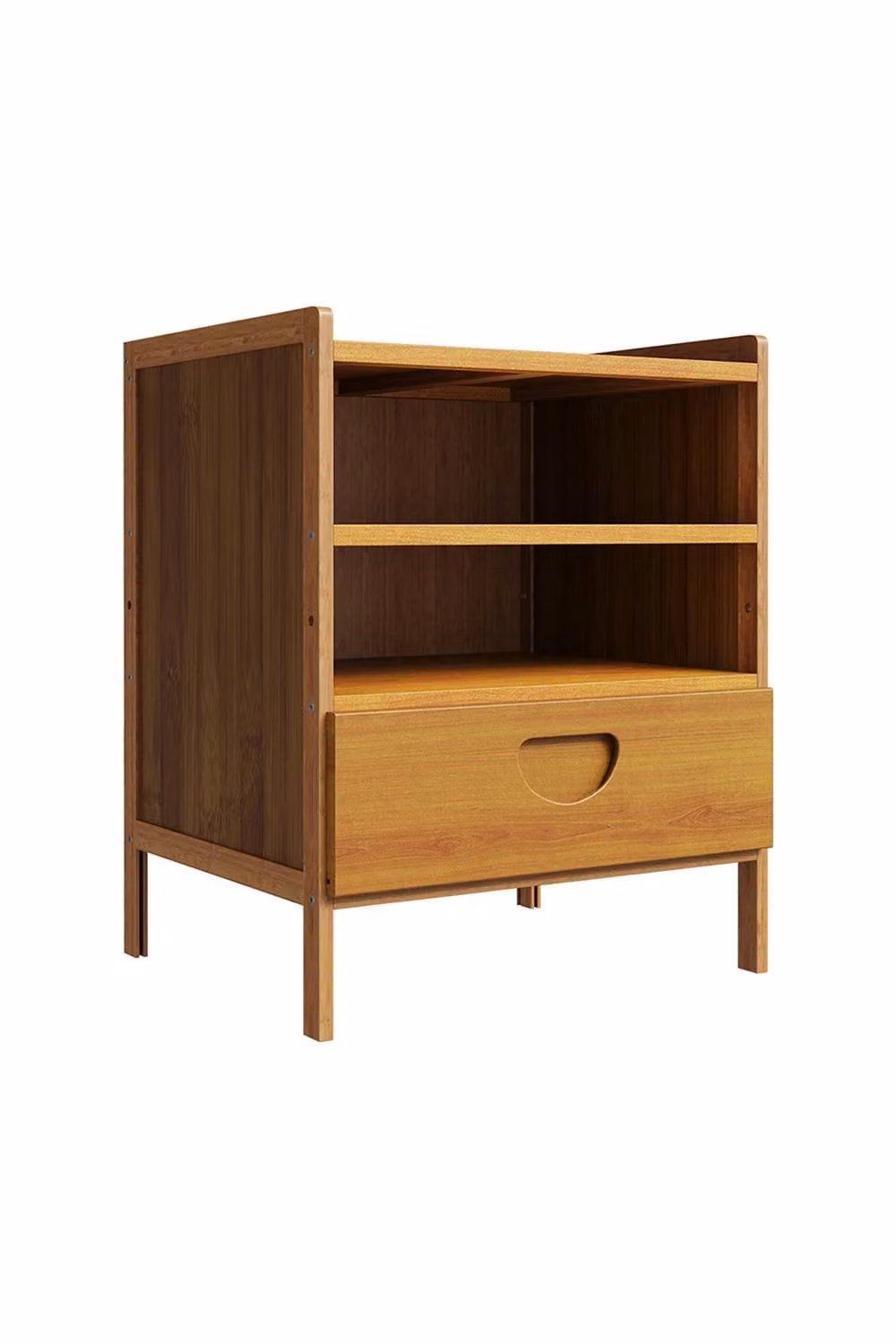 Living and Home Modern Minimalist Bedside Table with Drawer in Brown – 3