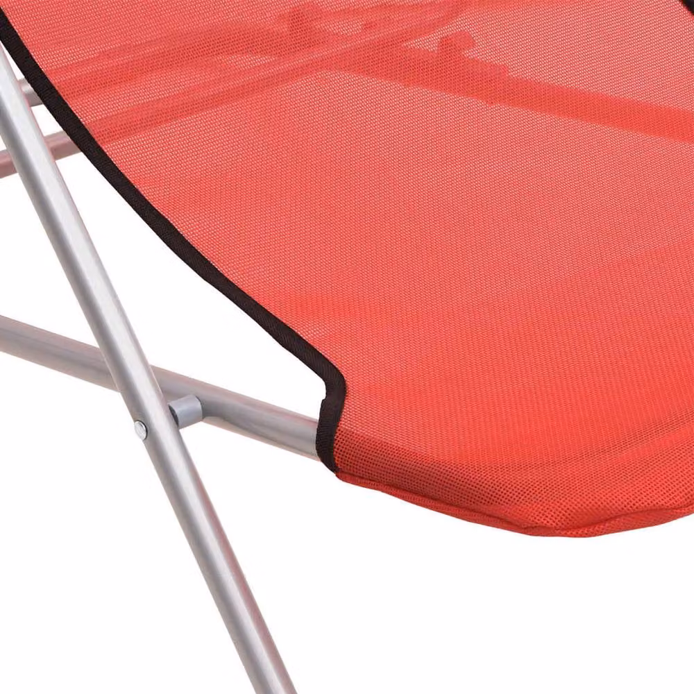 Berkfield Home Set of 2 Red Folding Beach Chairs with Textilene Fabric and Powder-coated Steel Frame – 5