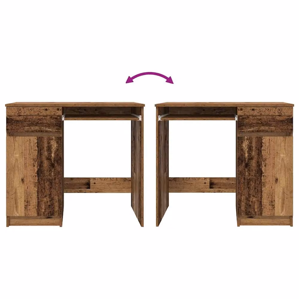 Berkfield Writing Desk in Brown Old Wood, W/D/H: 86 x 49 x 76 cm – 7