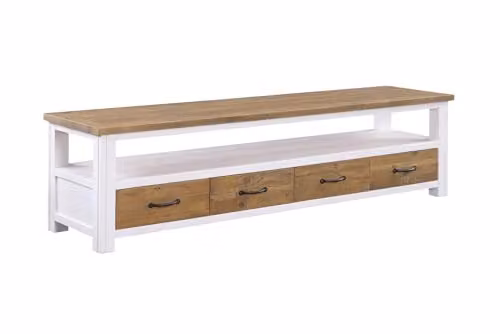 Baumhaus Splash of White Large Widescreen Television Cabinet in White Wood, W/D/H: 170 x 40 x 47 cm – 1