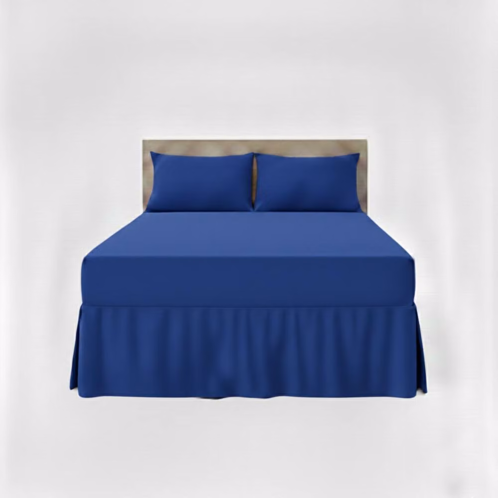 Snug City Blue Polycotton Fitted Valance Bed Sheet with Frill, Super King – 2