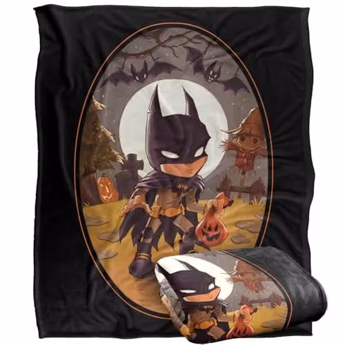 LOGOVISION Batman Halloween Trick Or Treat Super Soft Fleece Throw Blanket, Multicolour, W: 152 cm, D: 127 cm – 1