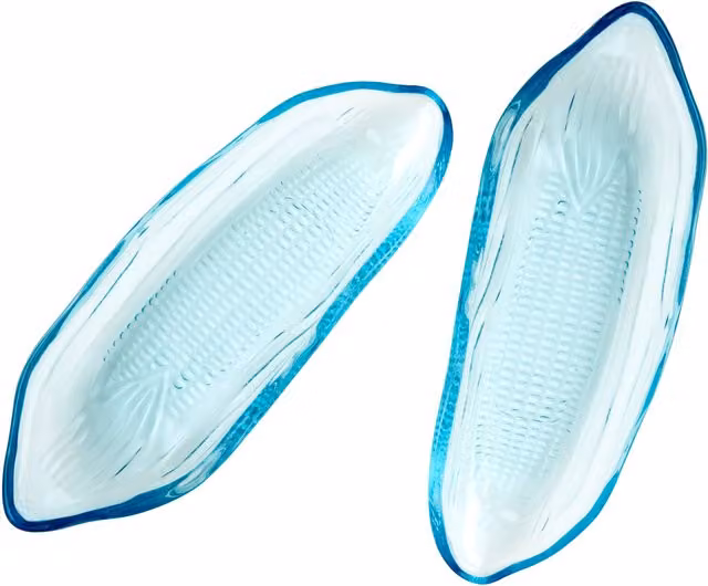 Orsina Set of Two Blue Corn on the Cob Glass Dishes