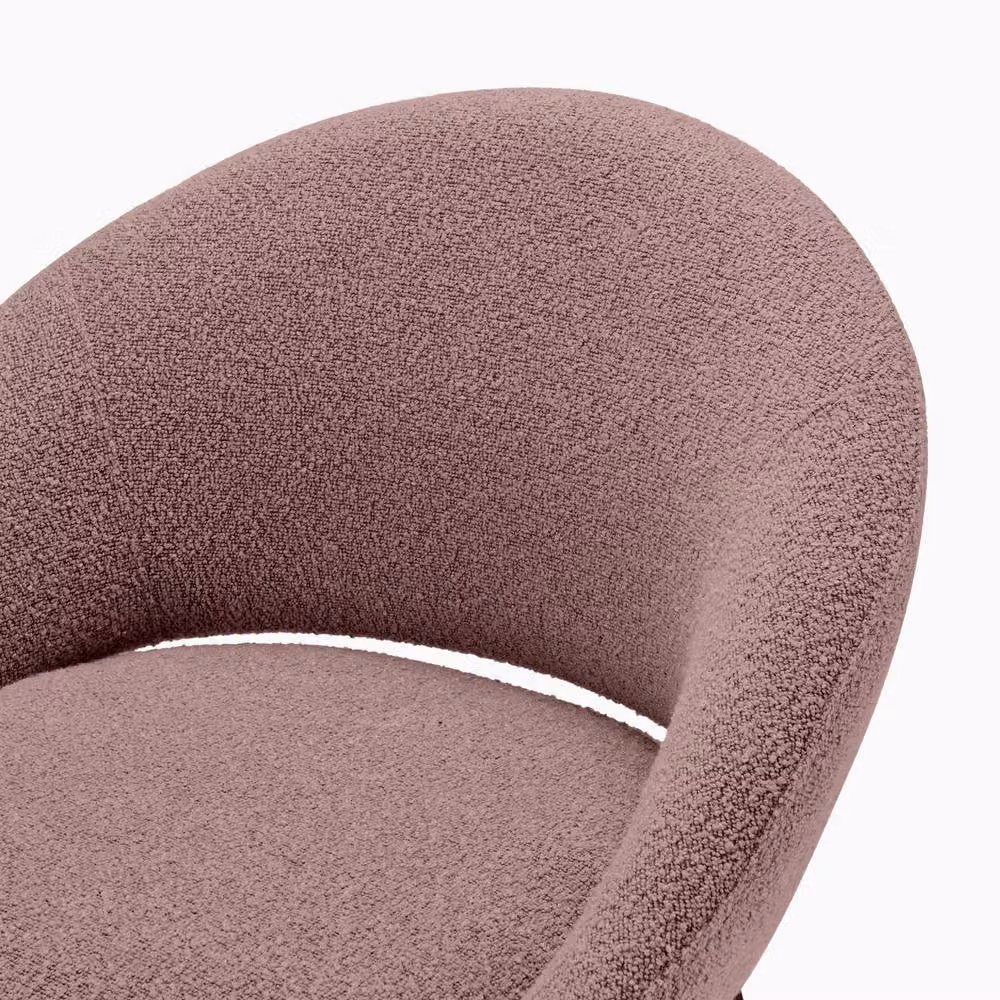 FurnitureboxUK Set of 2 Nella Dining Chairs in Dusky Pink Bouclé Fabric with Black Metal and Wood Legs – 4
