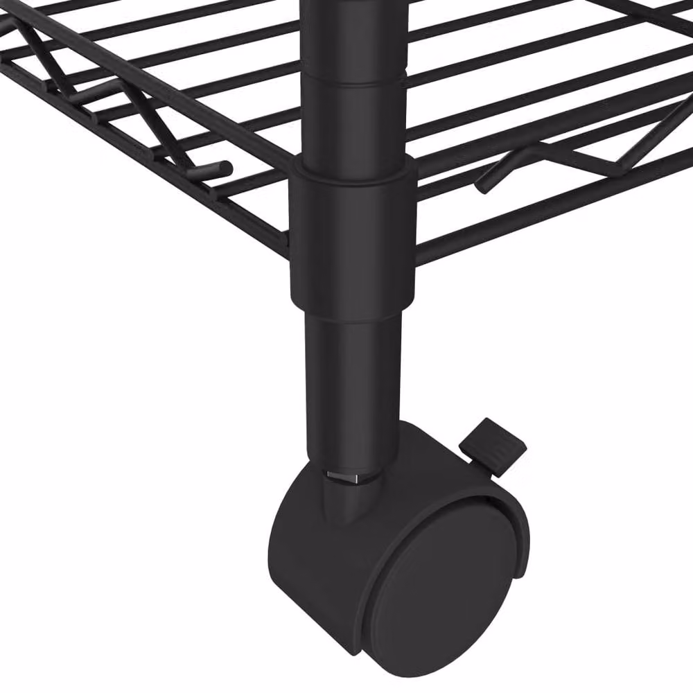 Berkfield Home 4-Tier Metal Storage Shelf with Wheels, Black, W/D/H: 90 x 35 x 142 cm – 4