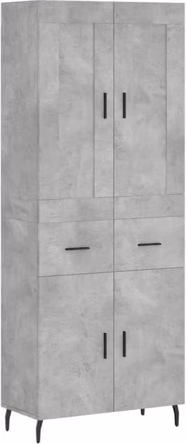 Berkfield Home Modern Highboard in Concrete Grey, W: 69.5 cm, D: 34 cm, H: 180 cm