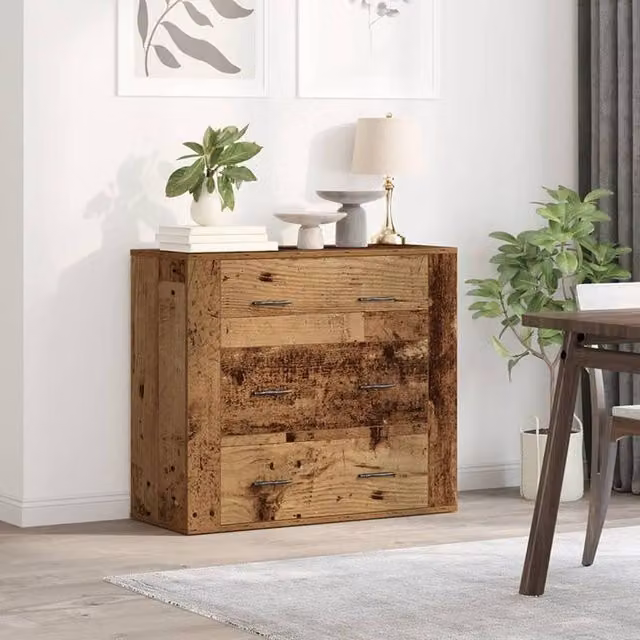 Berkfield Home Rustic Old Wood Sideboard in Brown, W/D/H: 80 x 33 x 70 cm