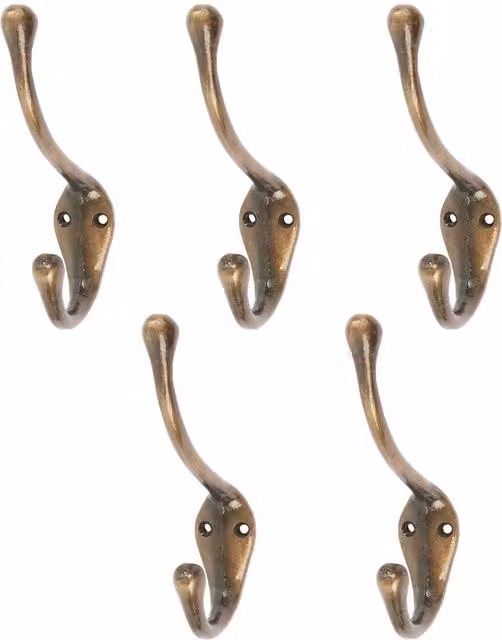 Hammer and Tongs Brass Narrow Hat and Coat Hook, Pack of 5, Height: 140 mm – 2