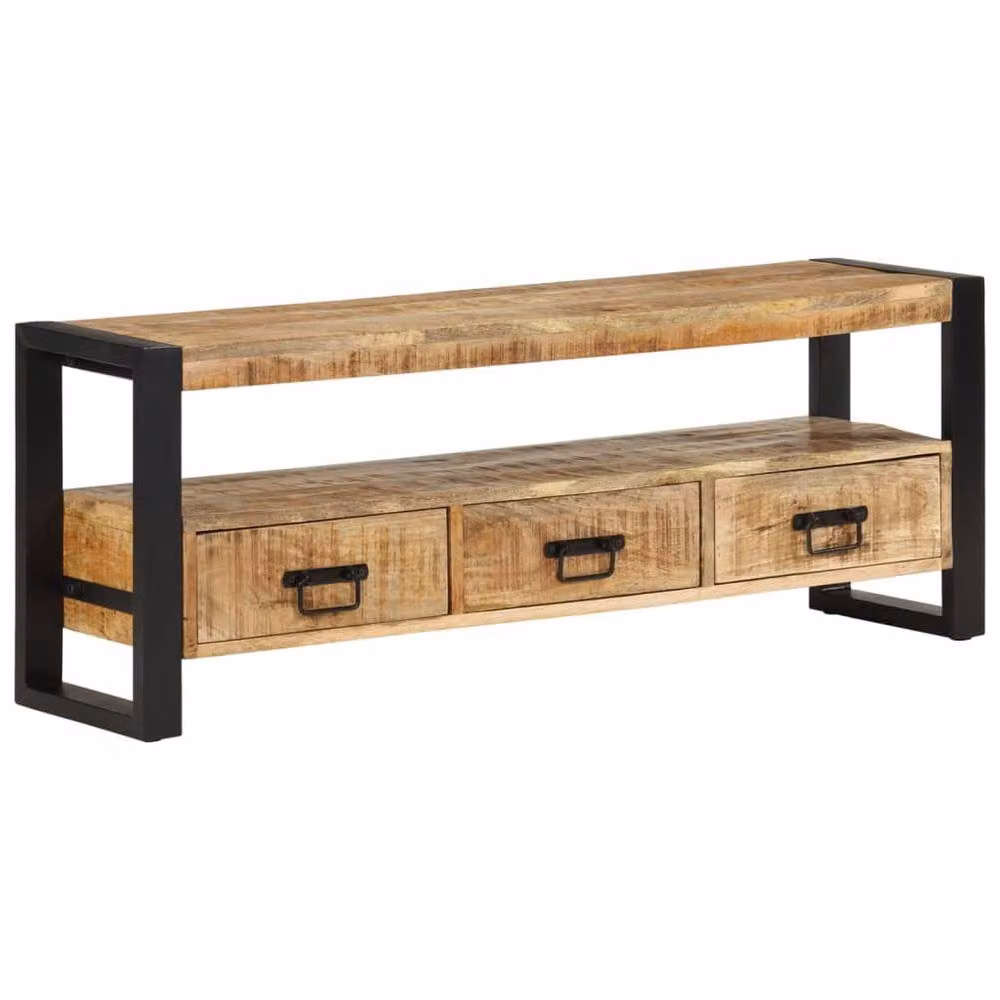 Berkfield Home Industrial Mango Wood TV Cabinet in Brown, W/D/H: 120 x 30 x 45 cm – 2
