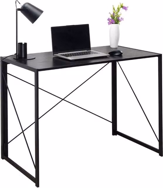 EONLION Black Folding Computer Desk and Wooden Study Coffee Table, Width: 100 cm