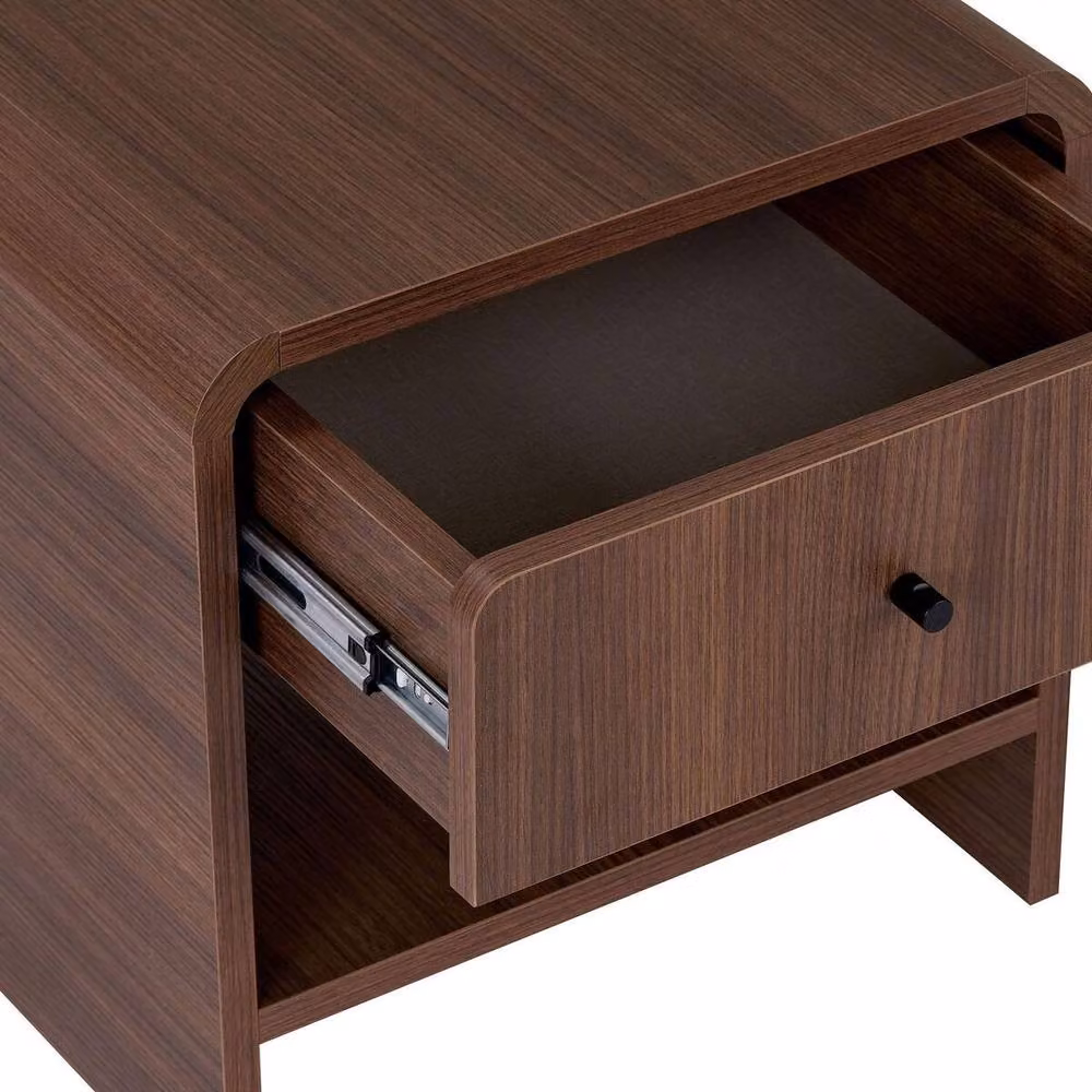 CALICOSY Bedside Table with 1 Drawer and 1 Niche in Walnut, W: 45 cm, D: 40 cm, H: 45 cm – 4