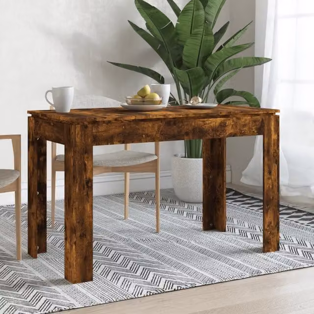 Berkfield Home Rectangular Dining Table in Smoked Oak Brown, W/D/H: 120 x 60 x 76 cm