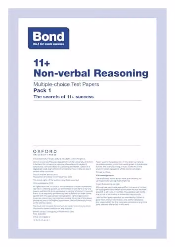Bond 11+ Non-verbal Reasoning Multiple-choice Test Papers by Oxford University Press – 2