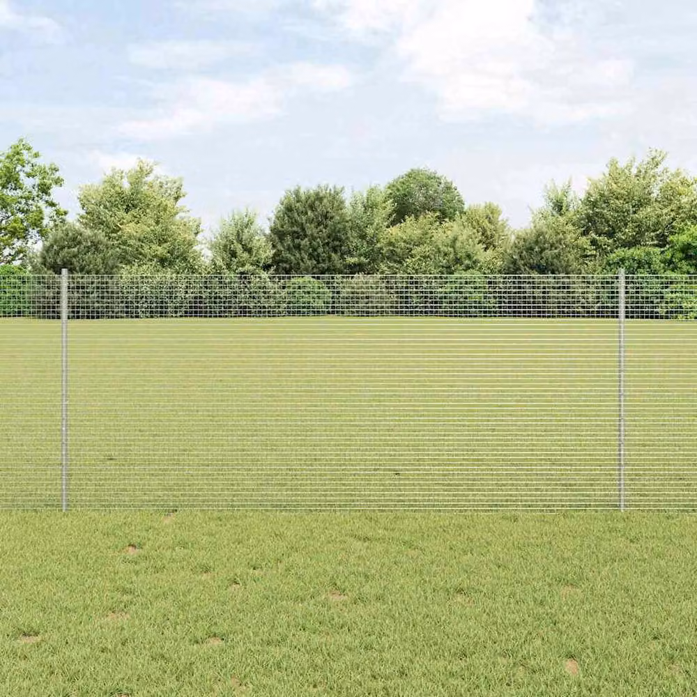 vidaXL Berkfield Home Modern Garden Fence Set of 2, Galvanised Steel, Silver, W: 1 m, H: 1 m – 2