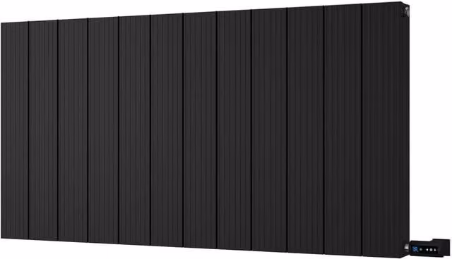Thetford Black Horizontal Double Panel Grooved Electric Radiator with WIFI and Thermostat Control