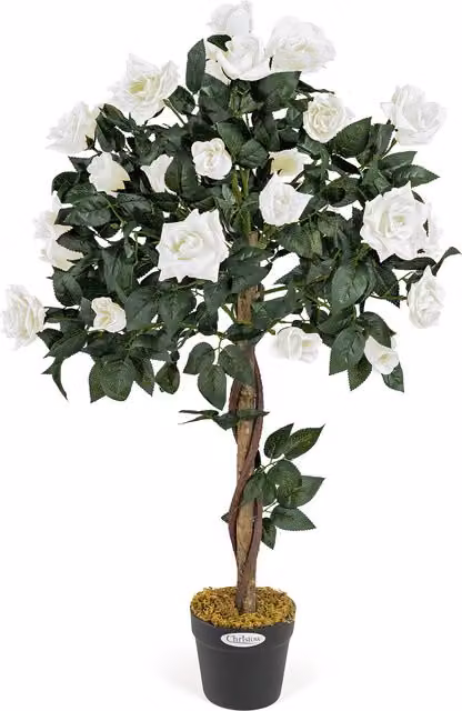 Christow Artificial Rose Flower Tree in White and Pink, Height: 90 cm